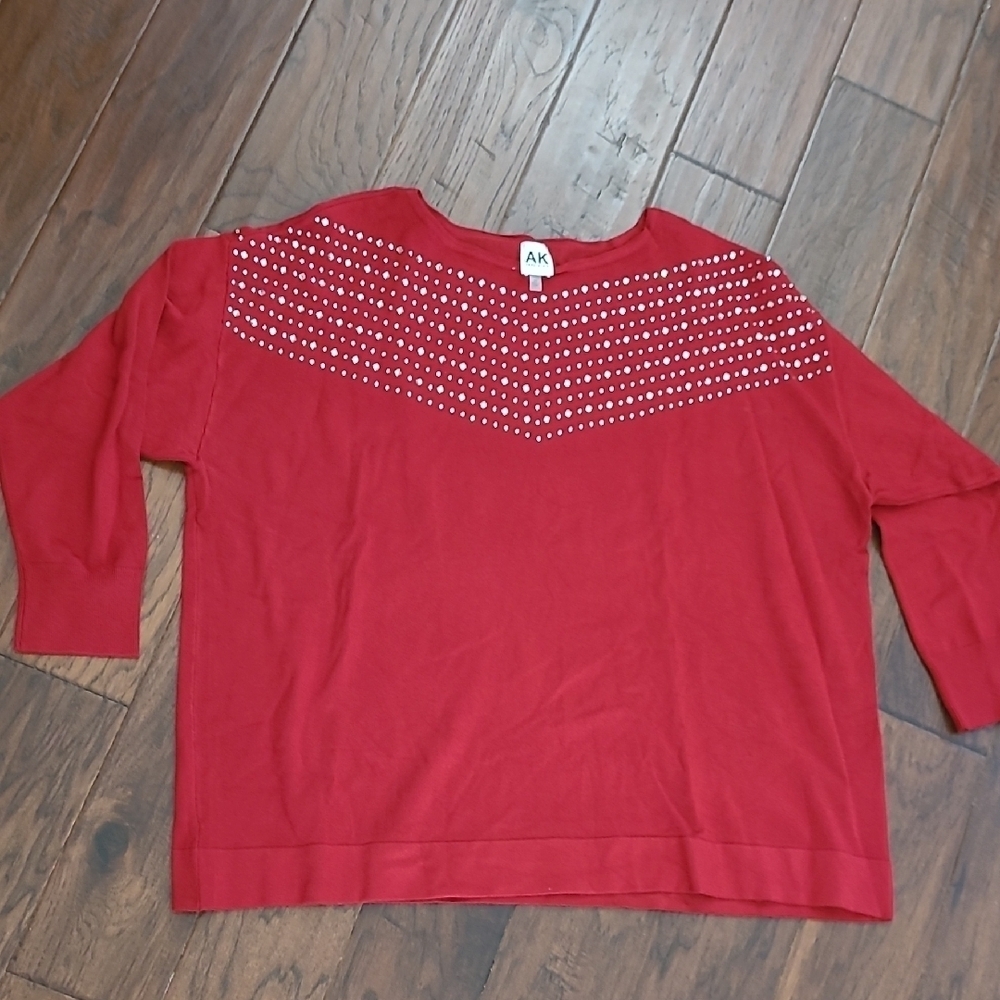 Anne Klein Red Top Rhinestone Accents size 3X